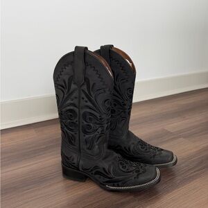 Corral Circle G Womens Embroidery Square Toe Cowboy Boots in Black